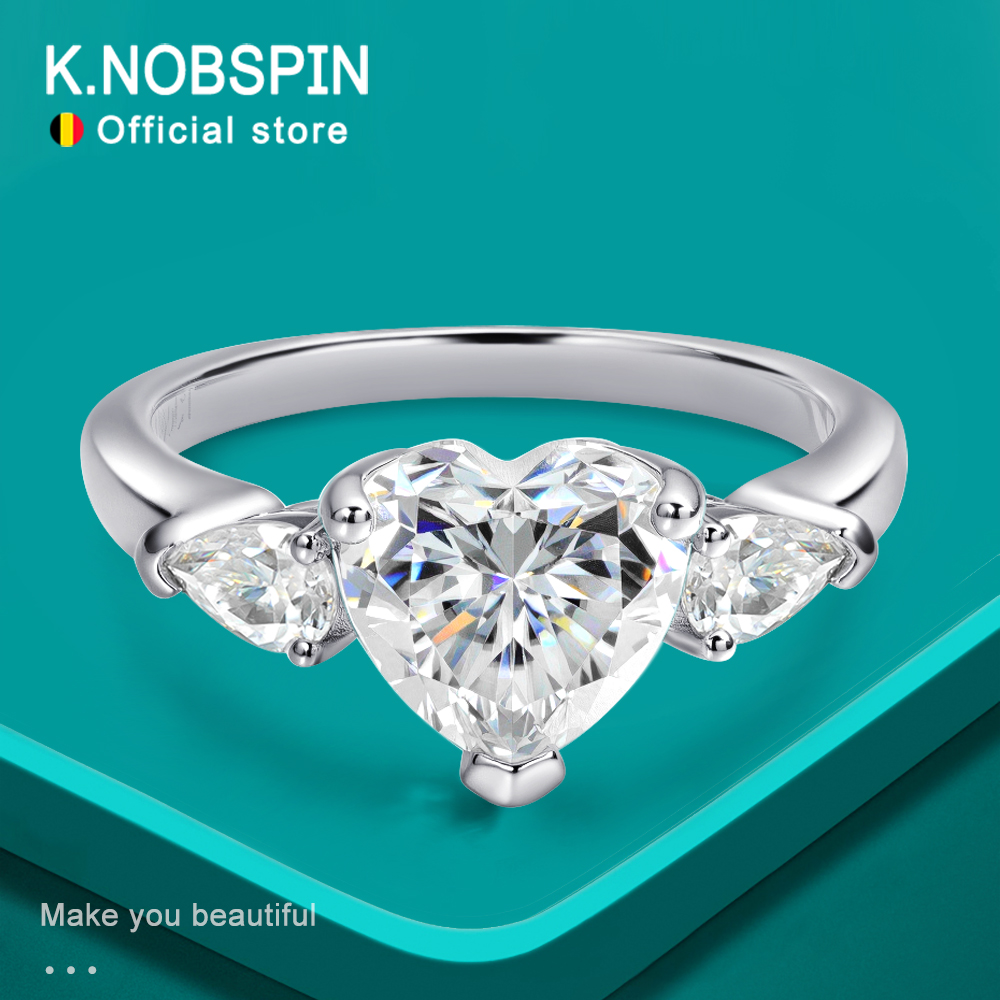 Vs Smartwatch - 女性用モアッサナイトリング,KNOBSPIN-D V,925スターリングシルバー,18Kホワイトゴールド,エンゲージリング