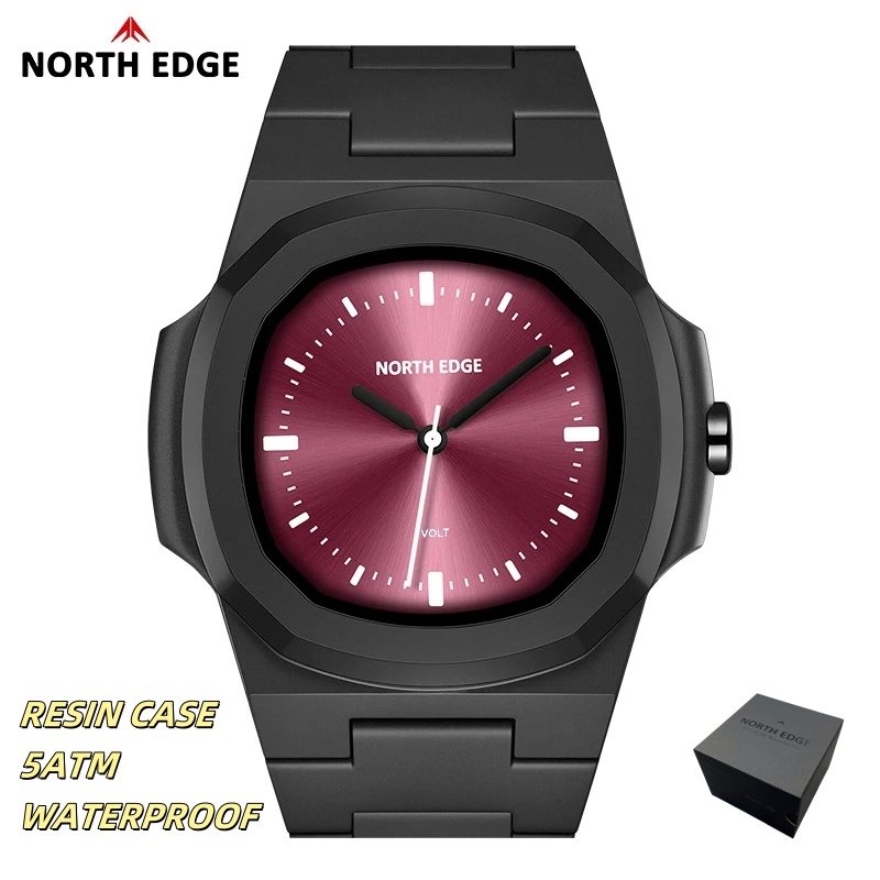 Waterproof Diving Watch - NORTH EDGE メンズ腕時計 新型VOLTクォーツ腕時計 ファッションライト樹脂ケース スクエア