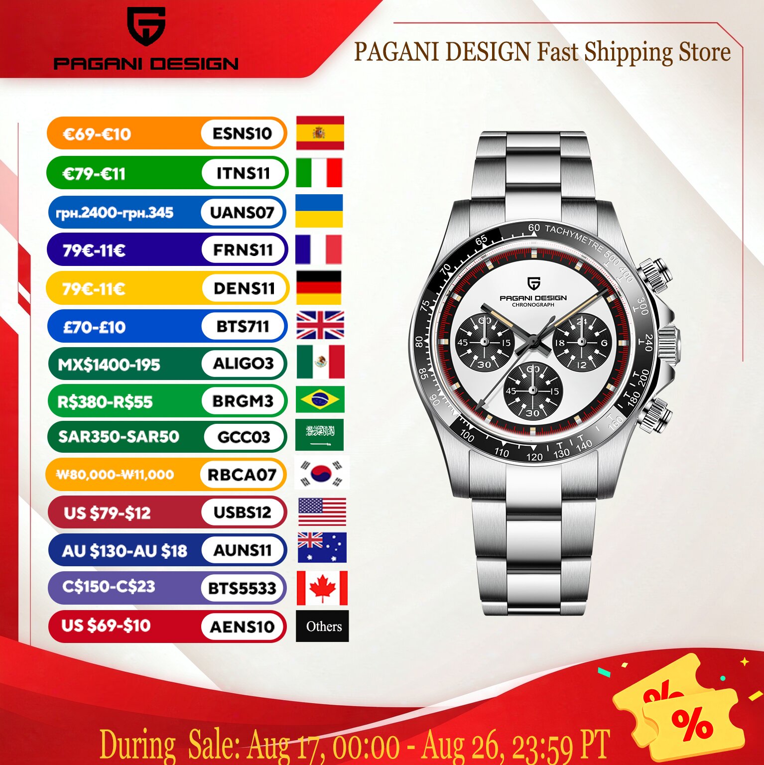 Smartwatch Watches Gift For Men - パガーニデザイン男性高級ファッションクォーツ時計パンダダイヤルタキメーター発光ダイブステンレスビジネスドレス腕時計男性用ギフト