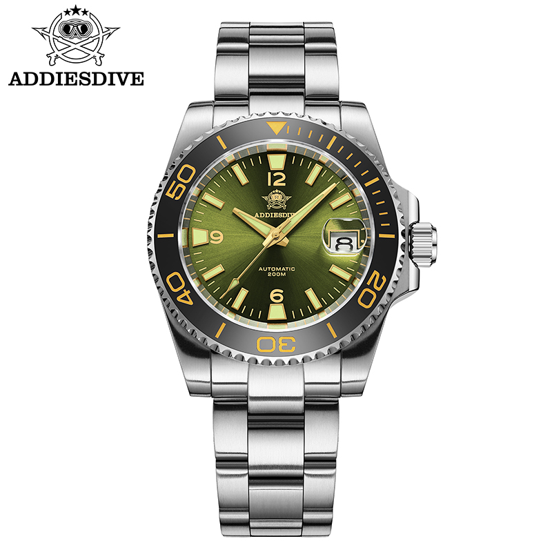 Waterproof Diving Watch - ADDIESDIVE 新しいダイビングギフト腕時計メンズ 8215 自動サファイア AR コーティングされたガラスセラミックベゼル防水