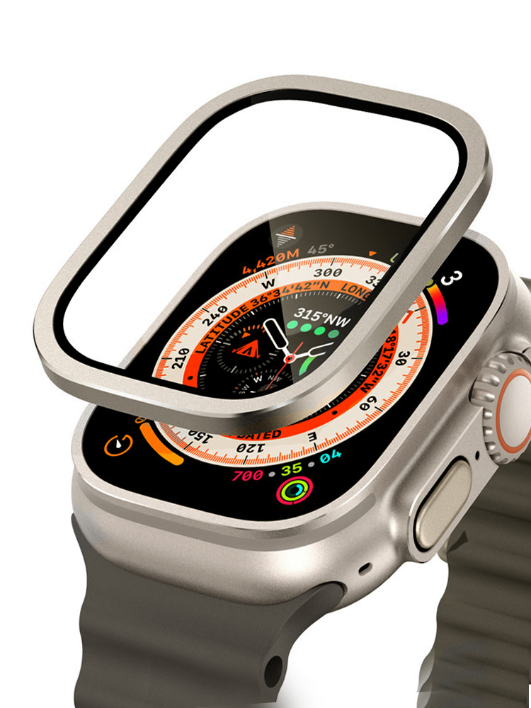 Smartwatch Watches Gift For Men - Apple Watch用の傷防止強化ガラス,チタンメタルフレーム,スクリーンプロテクター,アクセサリー,ウルトラシリーズ2,49mm