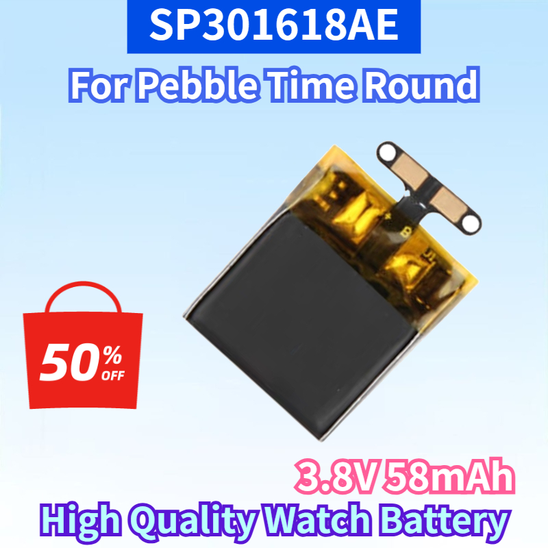 Smartwatch Pebble Watches - 最新の SP301618AE 3.8V 58mAh リチウムイオン充電式バッテリー Pebble