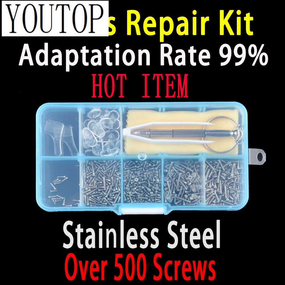 Watch Tool Repair Kit - 500 眼鏡修理キットツールセットサングラスねじマイクロ鼻パッドドライバー耳用サングラス修復ツール時計