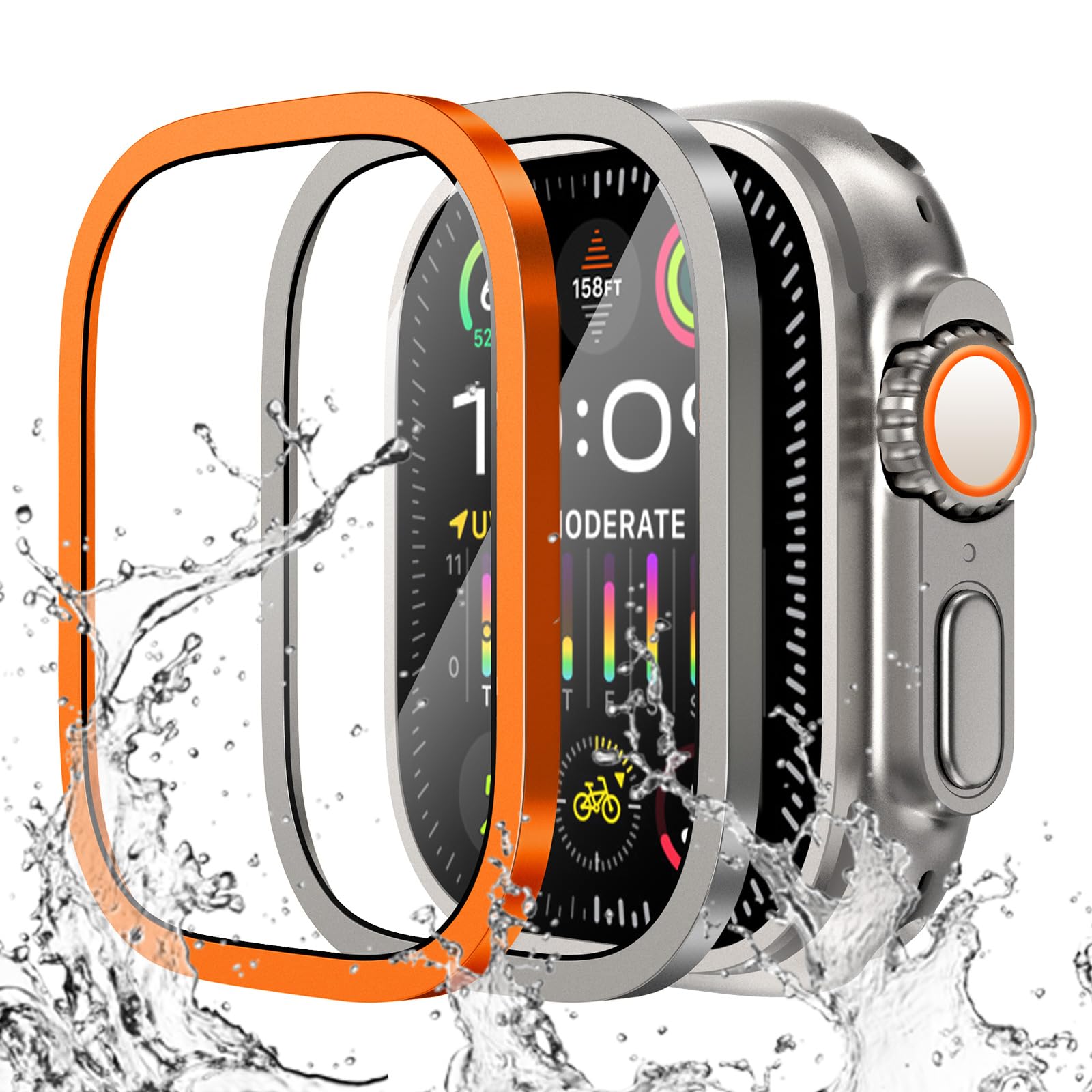 Smartwatch Watches Gift For Men - Apple Watch用の傷防止強化ガラス,チタンメタルフレーム,スクリーンプロテクター,アクセサリー,ウルトラシリーズ2,49mm