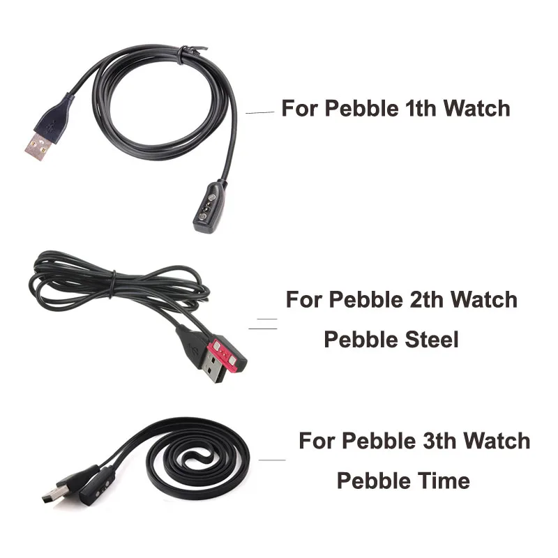 Smartwatch Pebble Watches - 交換用USB充電ケーブル,ペブルスマートウォッチ用充電器,2回のスチール,3回の時間,スマートウォッチ,1ユニット