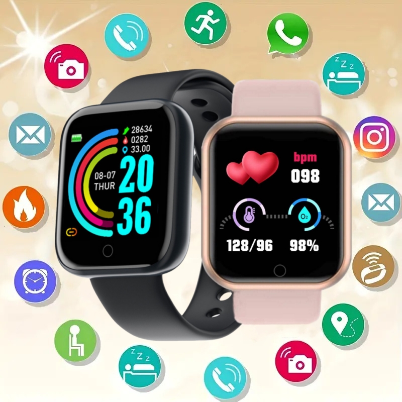 Smartwatch Watches For Children - 男性と女性のためのスマートウォッチ、音楽制御付きスマートウォッチ、メッセージリマインダー、時計アラーム、フィットネストラッカー、カロリー距離、子供のための時計、y68 d20