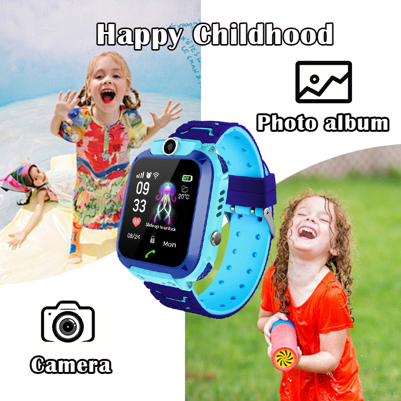 Smartwatch Watches Gift For Boys With Gps - Q12B キッズスマートウォッチ、SOSコール、健康モニター、Bluetooth、ビデオ通話機能搭載、男の子と女の子へのプレゼントに最適