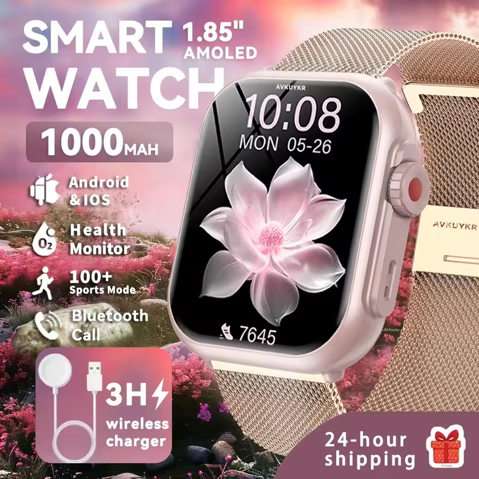 Smartwatch Branded Watches For Women - 2026年ファッション女性用腕時計Ultra2 SEスマートウォッチ1000mAh 1.85インチAMOLEDフルタッチスクリーンHD通話スマートウォッチAndroid IOS対応レディース向け
