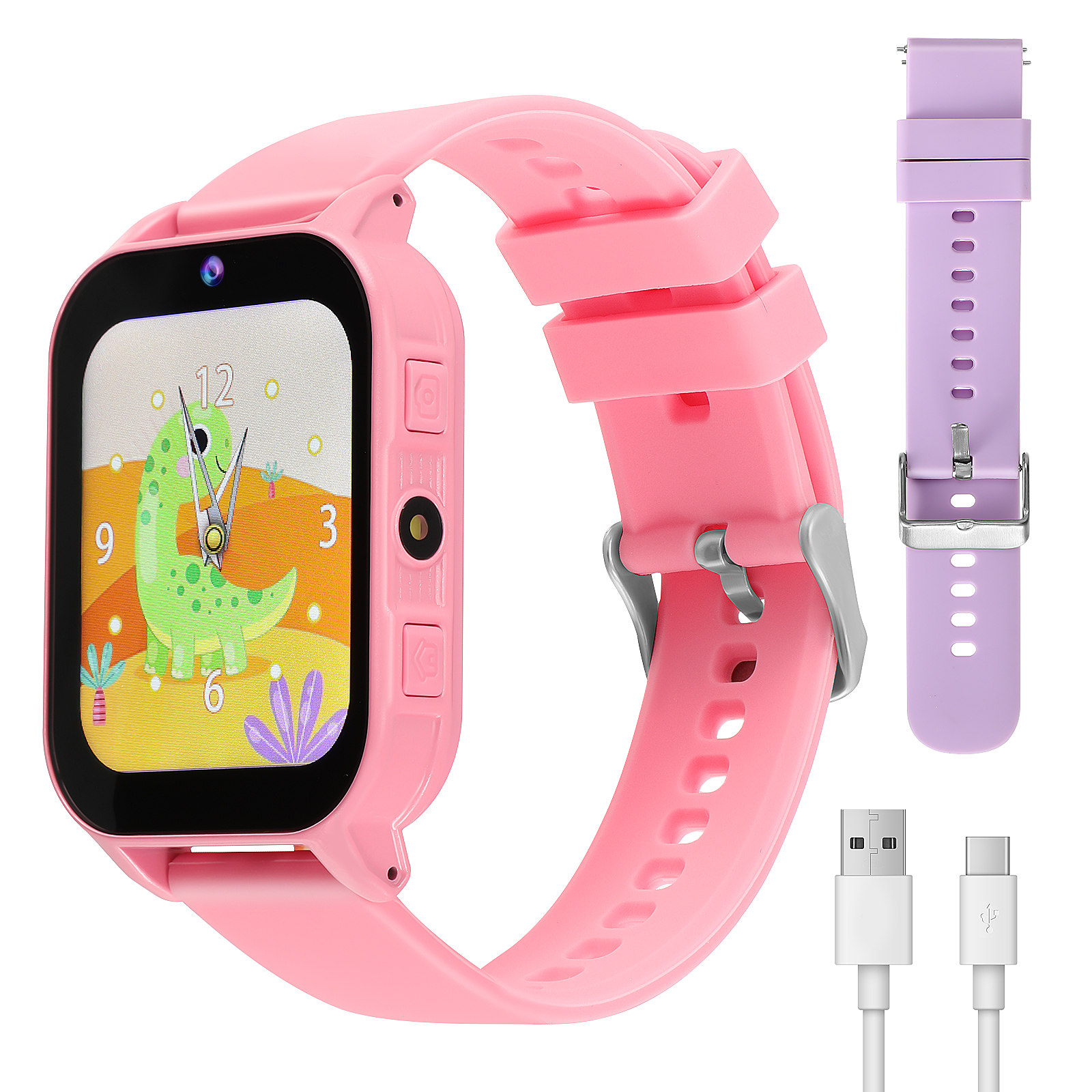 Smartwatch Watches For Kids - 子供用ゲーム付きデジタルスマートウォッチ 軽量で快適 スポーツ用 ストップウォッチ 電卓 ピンク