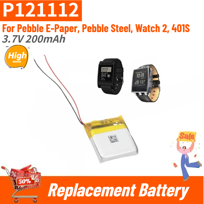 Smartwatch Pebble Watches - P121112 高品質スマートウォッチバッテリー 3.7V 200mAh Pebble E-Paper、Watch