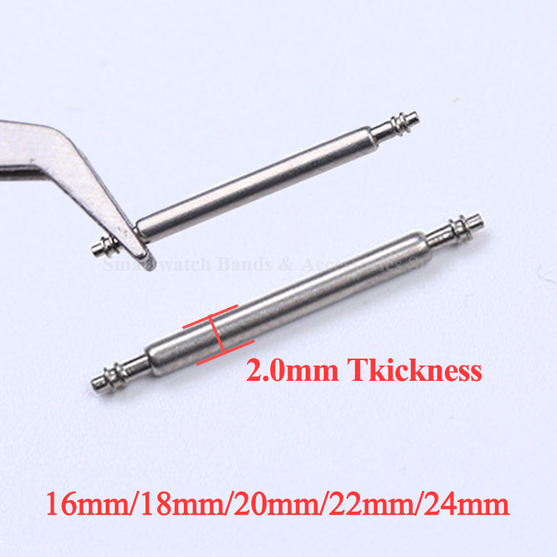 Spring Bar Tool - ステンレス鋼のスプリングバー付き時計バンド,スプリングバー,接続ピン,直径2.0mm, 16mm, 18mm, 20mm, 22mm, 24mm,