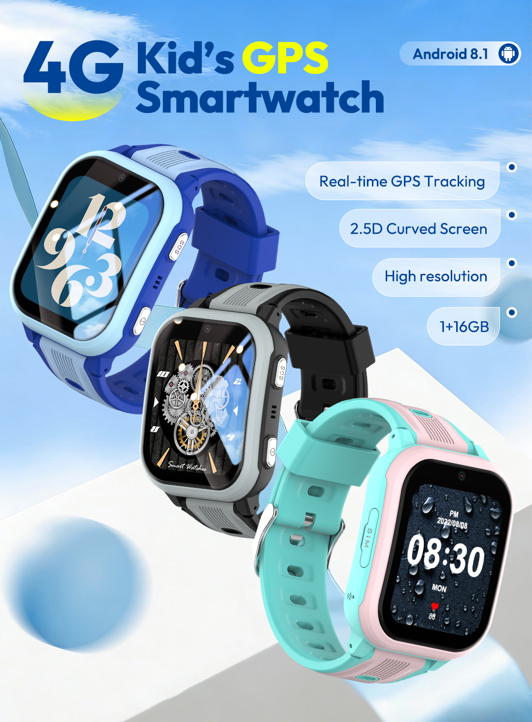 Smartwatch Watches Gift For Boys With Gps - KT41スマートウォッチ - 4G対応子供用腕時計 - 高解像度スクリーン -