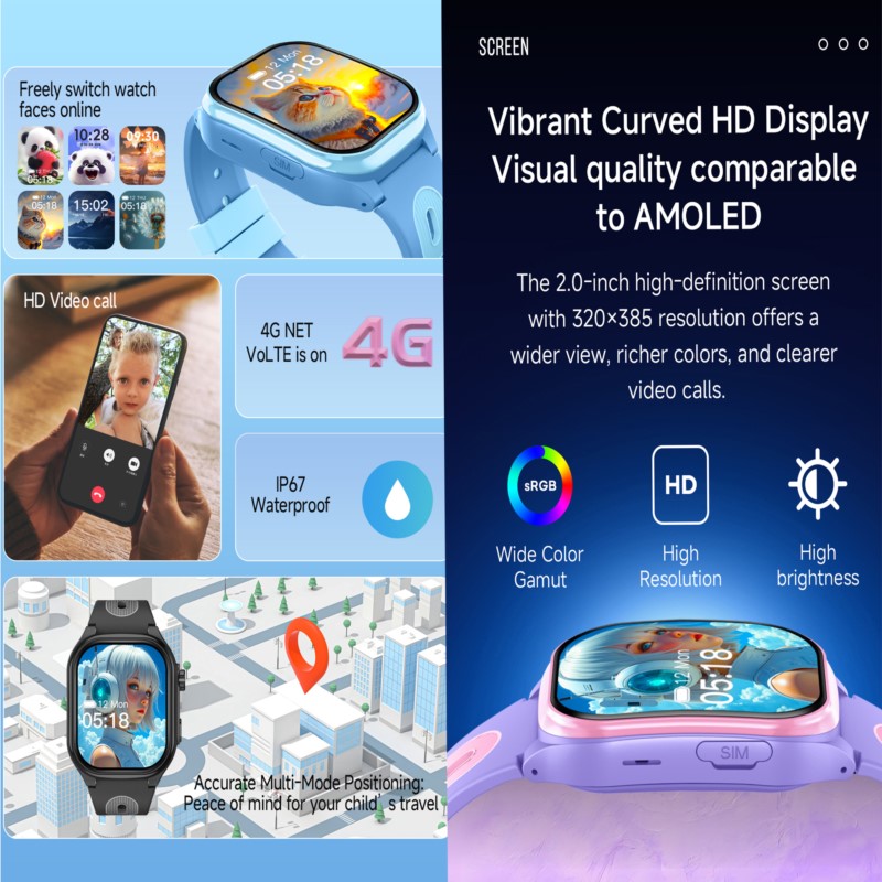 子供用4Gスマートウォッチ、2.0インチHD画面、2+16G - Smartwatch Watches For Kids のレビューと価格