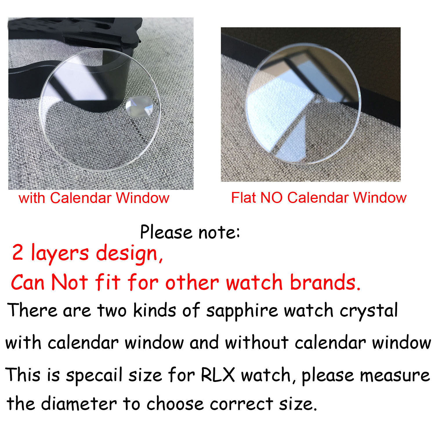 ラウンドフラットサファイア交換用時計、カレンダーウィンドウ付 - Watch Crystal Replacement のレビューと価格