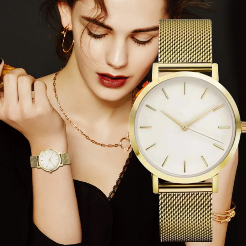 トップブランドの女性の腕時計高級メタルメッシュシンプルなクォ - Minimalist Thin Watch のレビューと価格
