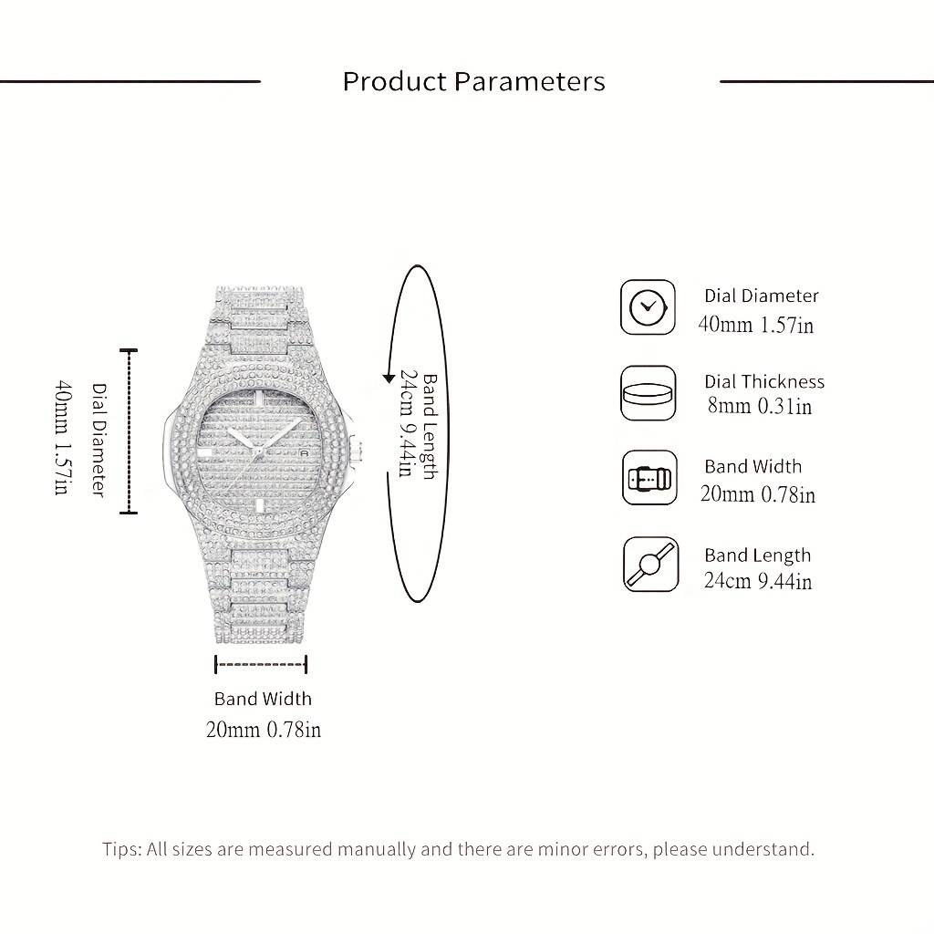 男性用,ファッショナブルな,オシャレなダイヤモンド,ヒップホ - Minimalist Thin Watch のレビューと価格