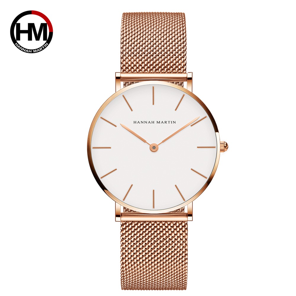 ハンナマーティントップブランドの高級腕時計女性ステンレススチ - Minimalist Thin Watch のレビューと価格