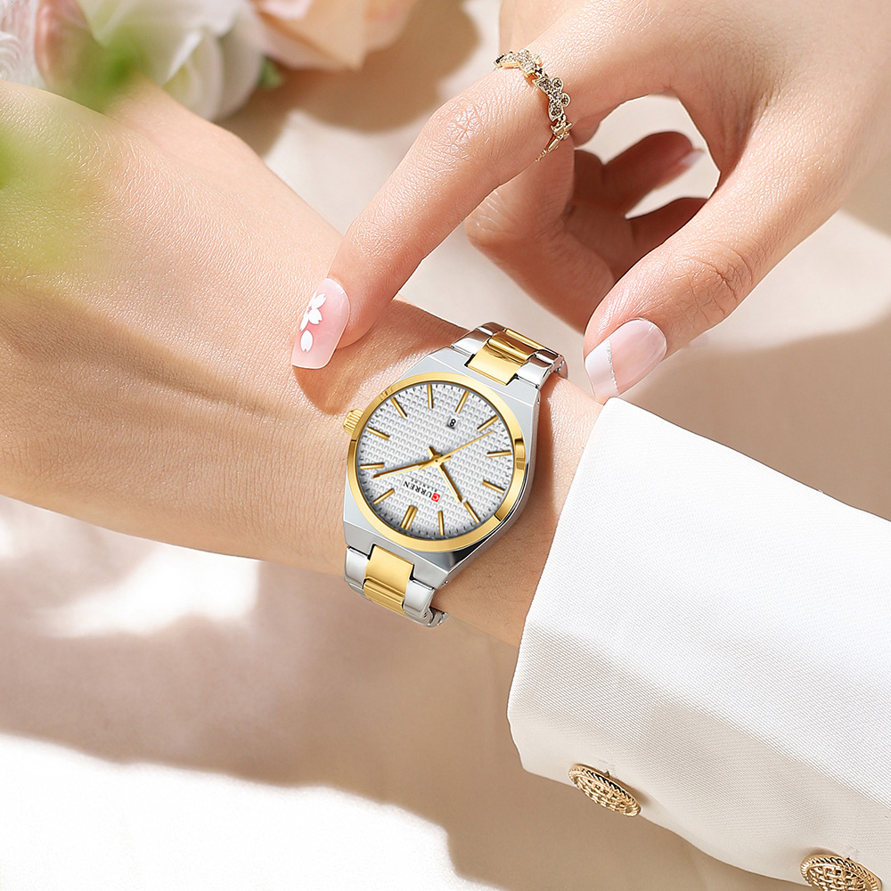 Curren-女性用日本のクォーツ時計,ステンレス鋼のブレス - Minimalist Thin Watch のレビューと価格